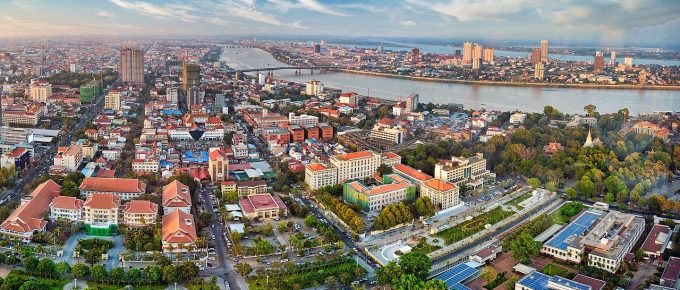Phnom Penh view from drone